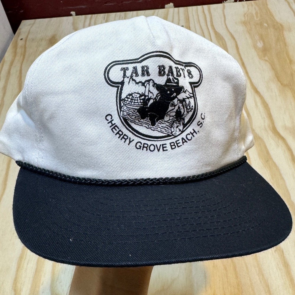 Tar Babys Cherry Grove Beach SC Vintage Trucker Hat White Black Snapback Cap